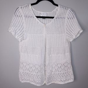 White crochet button up top